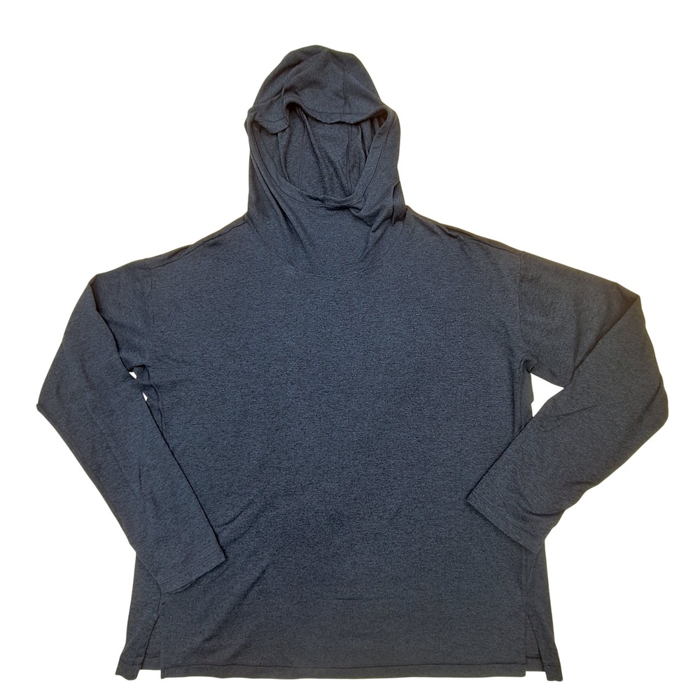 Athleta Uptempo II Hoodie Womens Large Navy Blue Heathered Activewear 882375-06